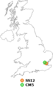 map showing distance between SS12 and CM5