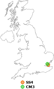 map showing distance between SS4 and CM3