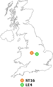 map showing distance between ST16 and LE4