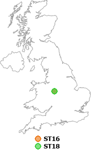 map showing distance between ST16 and ST18