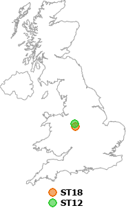 map showing distance between ST18 and ST12