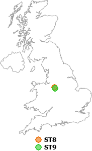 map showing distance between ST8 and ST9