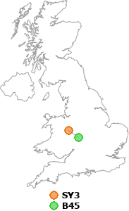 map showing distance between SY3 and B45