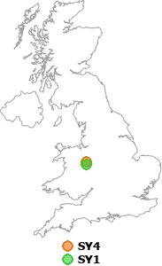 map showing distance between SY4 and SY1