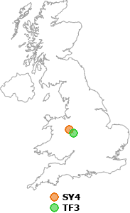 map showing distance between SY4 and TF3