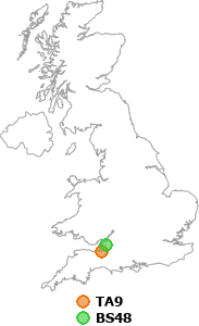 map showing distance between TA9 and BS48