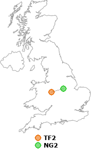 map showing distance between TF2 and NG2