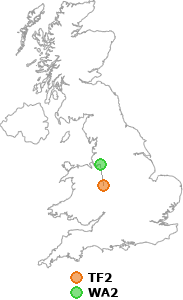 map showing distance between TF2 and WA2