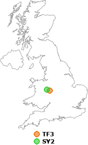 map showing distance between TF3 and SY2