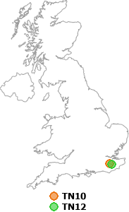 map showing distance between TN10 and TN12