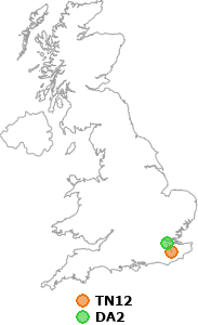 map showing distance between TN12 and DA2