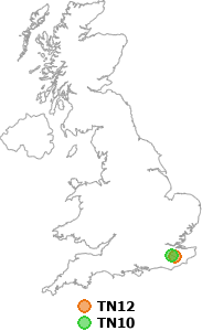 map showing distance between TN12 and TN10