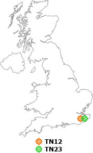 map showing distance between TN12 and TN23