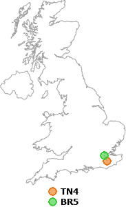 map showing distance between TN4 and BR5