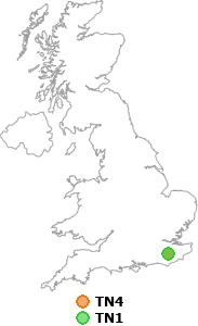 map showing distance between TN4 and TN1