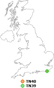 map showing distance between TN40 and TN39