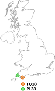 map showing distance between TQ10 and PL33