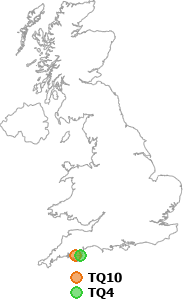 map showing distance between TQ10 and TQ4