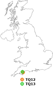 map showing distance between TQ12 and TQ13