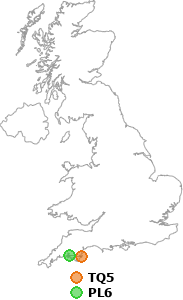 map showing distance between TQ5 and PL6