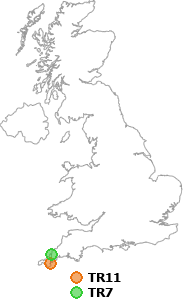 map showing distance between TR11 and TR7