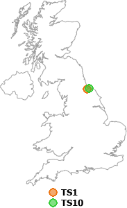 map showing distance between TS1 and TS10