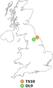 map showing distance between TS10 and DL9