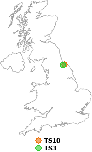 map showing distance between TS10 and TS3