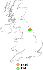 map showing distance between TS10 and TS4