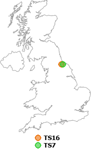 map showing distance between TS16 and TS7