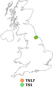 map showing distance between TS17 and TS1