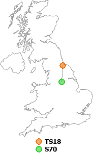 map showing distance between TS18 and S70