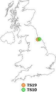 map showing distance between TS19 and TS10