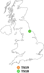 map showing distance between TS19 and TS18