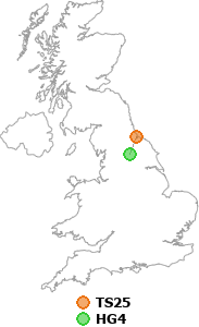 map showing distance between TS25 and HG4