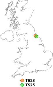 map showing distance between TS28 and TS25