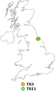 map showing distance between TS3 and TS11