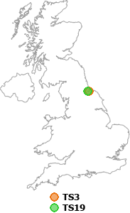 map showing distance between TS3 and TS19