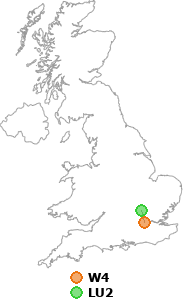 map showing distance between W4 and LU2