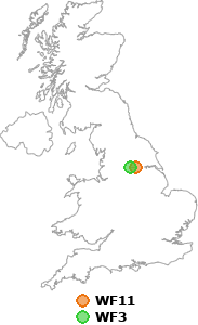 map showing distance between WF11 and WF3