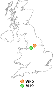 map showing distance between WF5 and M19