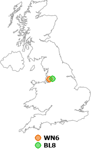 map showing distance between WN6 and BL8