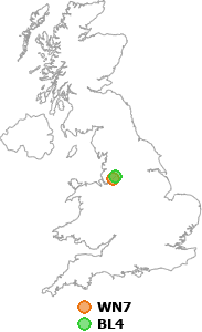 map showing distance between WN7 and BL4