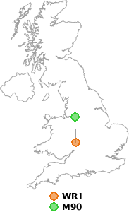 map showing distance between WR1 and M90