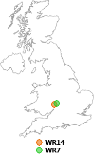 map showing distance between WR14 and WR7