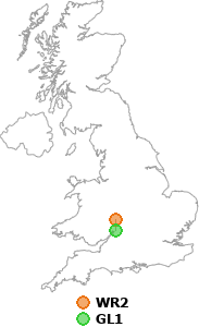 map showing distance between WR2 and GL1